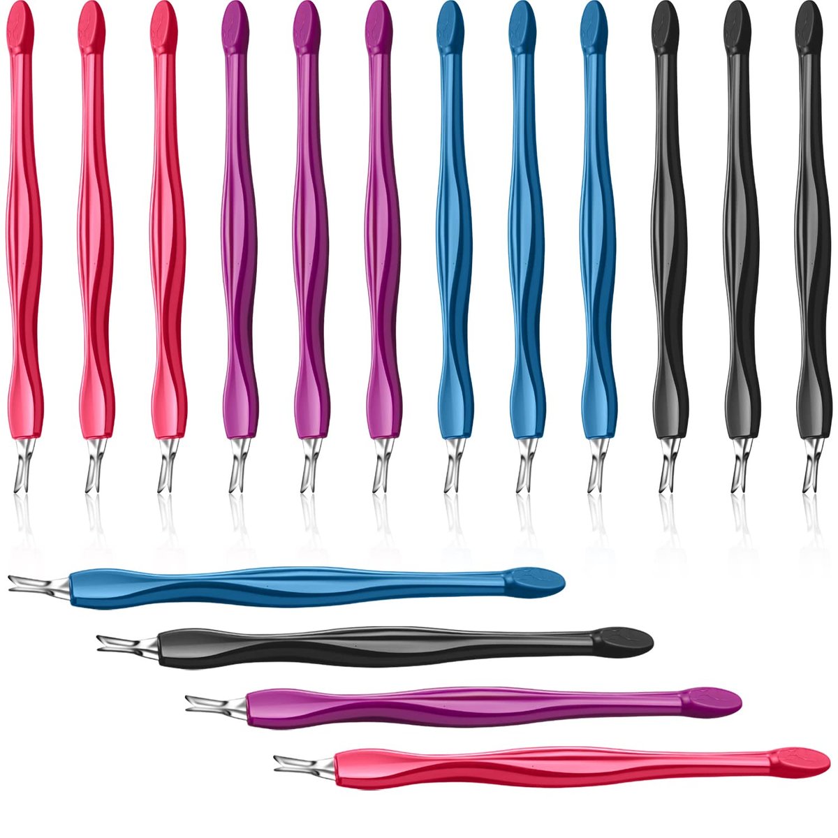 Professional V-Shaped Cuticle Pusher & Trimmer Set - 12-Piece Manicure Kit for Dead Skin Removal, Toe Nail Care, Home & Salon Use - görsel 1