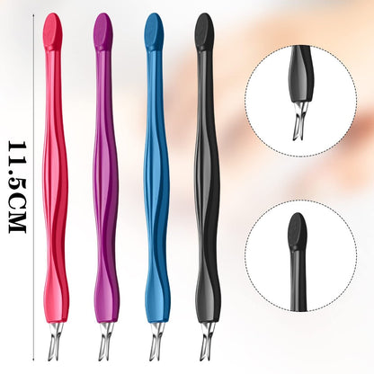 Professional V-Shaped Cuticle Pusher & Trimmer Set - 12-Piece Manicure Kit for Dead Skin Removal, Toe Nail Care, Home & Salon Use