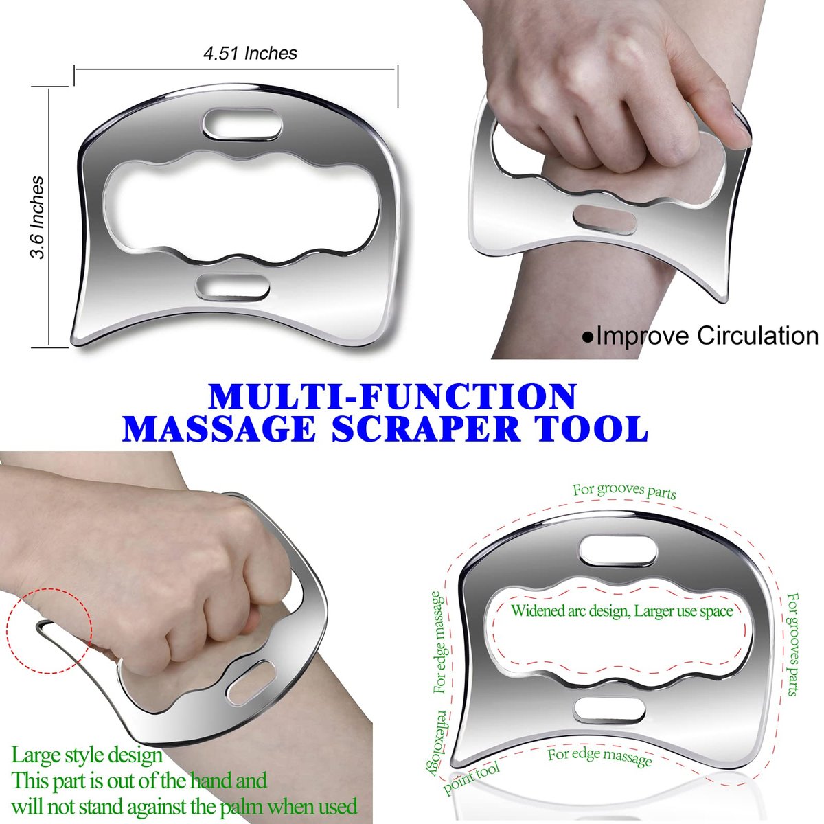 BYYDDIY 3-in-1 Stainless Steel Muscle Scraper Tool Set – Scraping Massage Tools for Physical Therapy, Derma Edge & Gua Sha Massage Avelisse
