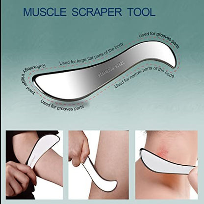 BYYDDIY 3-in-1 Stainless Steel Muscle Scraper Tool Set – Scraping Massage Tools for Physical Therapy, Derma Edge & Gua Sha Massage Avelisse