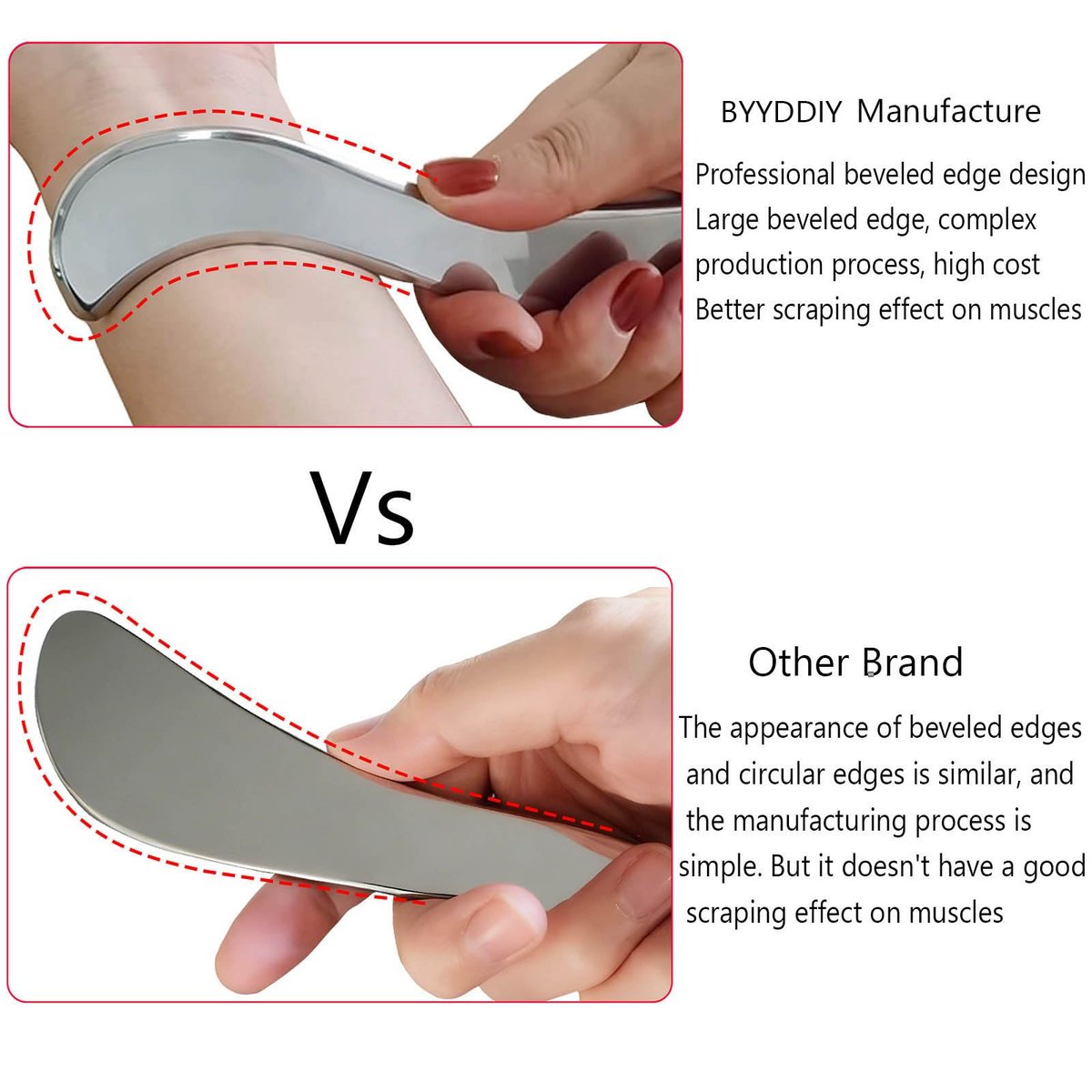 BYYDDIY 3-in-1 Stainless Steel Muscle Scraper Tool Set – Scraping Massage Tools for Physical Therapy, Derma Edge & Gua Sha Massage Avelisse