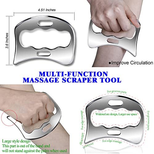BYYDDIY 3-in-1 Stainless Steel Muscle Scraper Tool Set – Scraping Massage Tools for Physical Therapy, Derma Edge & Gua Sha Massage Avelisse
