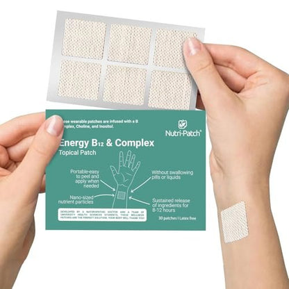 NUTRI-PATCH Energy B12 & Complex Topical Patch - B1, B2, B3, B5, B6, B12, Biotin, Choline & Inositol - 30 Count Avelisse
