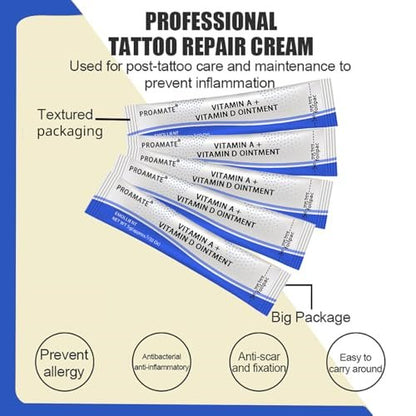 Proamate 50-Pack Tattoo Aftercare Cream & Scar Repair Gel – Microblading Ointment with Vitamin A & D for Healing