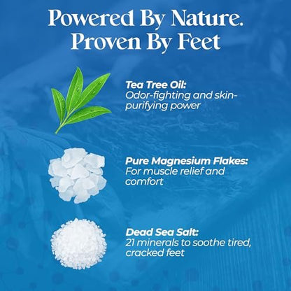 Aromasong Tea Tree Foot Soak with Dead Sea Salt & Magnesium Flakes – Refreshing Foot Bath Salts for Relaxation, Odor Control & Soft Skin (14 oz)