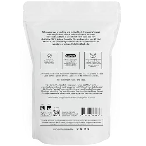 Aromasong Tea Tree Foot Soak with Dead Sea Salt & Magnesium Flakes – Refreshing Foot Bath Salts for Relaxation, Odor Control & Soft Skin (14 oz) - görsel 14