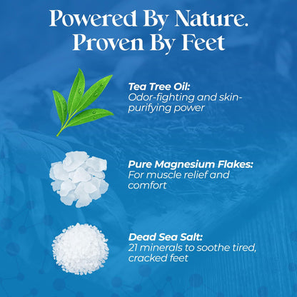 Aromasong Tea Tree Foot Soak with Dead Sea Salt & Magnesium Flakes – Refreshing Foot Bath Salts for Relaxation, Odor Control & Soft Skin (14 oz)