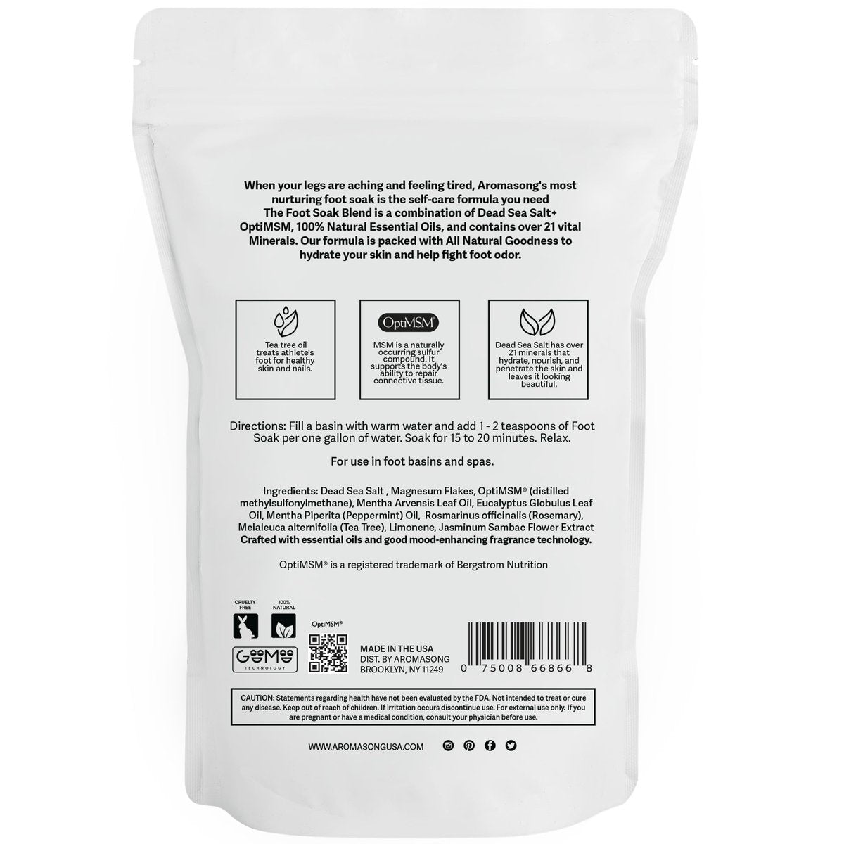 Aromasong Tea Tree Foot Soak with Dead Sea Salt & Magnesium Flakes – Refreshing Foot Bath Salts for Relaxation, Odor Control & Soft Skin (14 oz) - görsel 13