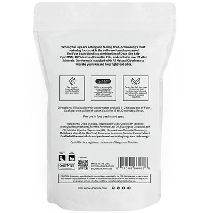 Aromasong Tea Tree Foot Soak with Dead Sea Salt & Magnesium Flakes – Refreshing Foot Bath Salts for Relaxation, Odor Control & Soft Skin (14 oz)