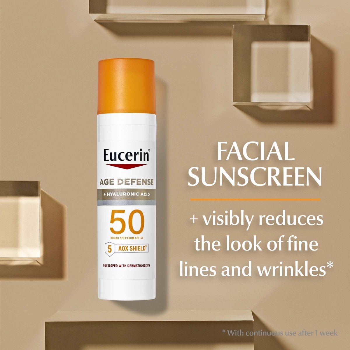 Eucerin Sun Advanced Hydration SPF 50 Sunscreen Lotion + Age Defense Face Sunscreen SPF 50, Hyaluronic Acid, Hypoallergenic, 2-Pack Avelisse