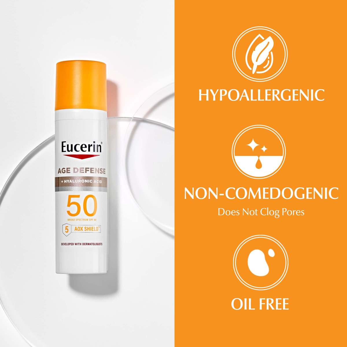 Eucerin Sun Advanced Hydration SPF 50 Sunscreen Lotion + Age Defense Face Sunscreen SPF 50, Hyaluronic Acid, Hypoallergenic, 2-Pack Avelisse