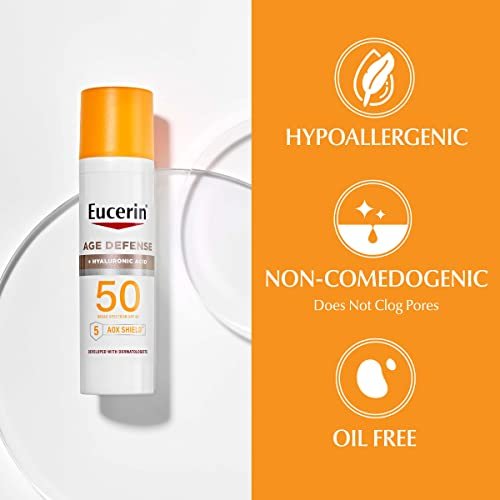 Eucerin Sun Advanced Hydration SPF 50 Sunscreen Lotion + Age Defense Face Sunscreen SPF 50, Hyaluronic Acid, Hypoallergenic, 2-Pack Avelisse