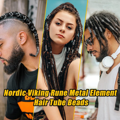 152PCS Vikings Hair Jewelry Norse Runes Tube Beads, Metal Clips Cuffs Rings - Braids Dreadlocks Accessories for Beard Decoration, Bracelets, Pendant Necklace DIY Avelisse