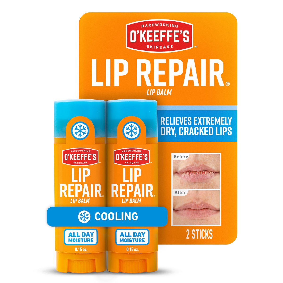 O'Keeffe's Lip Repair Lip Balm Twin Pack – Cooling Relief for Dry, Cracked Lips - görsel 1