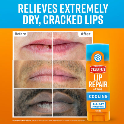 O'Keeffe's Lip Repair Lip Balm Twin Pack – Cooling Relief for Dry, Cracked Lips