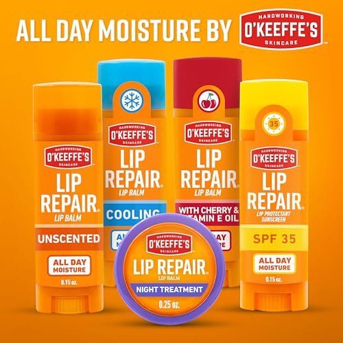O'Keeffe's Lip Repair Lip Balm with Cherry & Vitamin E Oil - Twin Pack Stick Moisturizer for Extremely Cracked, Dry Lips - görsel 10
