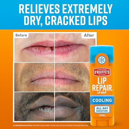 O'Keeffe's Lip Repair Lip Balm Twin Pack – Cooling Relief for Dry, Cracked Lips