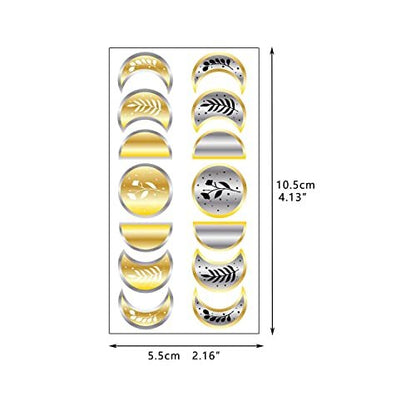 Glaryyears Metallic Gold Temporary Tattoos, 18-Pack Long-lasting Fake Tattoo Stickers, Small Size Variety Pack Realistic Tattoos for Women Adults Girls on Face Body Hand Arm Neck