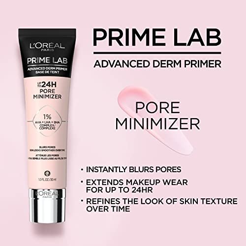 L'Oreal Paris Prime Lab Up to 24H Pore Minimizer Face Primer - Infused with AHA, LHA, BHA Complex to Smooth Skin & Extend Makeup Wear, 1.01 Fl Oz Avelisse