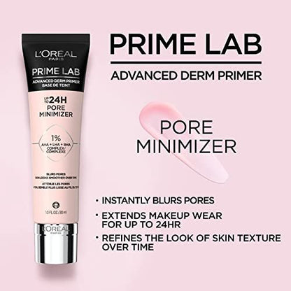 L'Oreal Paris Prime Lab Up to 24H Pore Minimizer Face Primer - Infused with AHA, LHA, BHA Complex to Smooth Skin & Extend Makeup Wear, 1.01 Fl Oz Avelisse