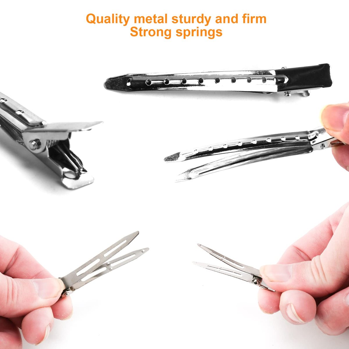 65-Pack Metal Duck Billed Hair Clips for Styling Sectioning, 3 Sizes Silver Alligator Clips for Women, Salon & Barber - görsel 9