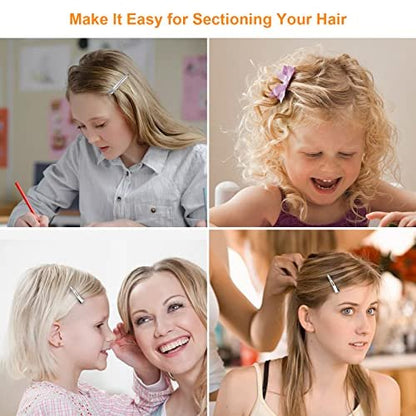 65-Pack Metal Duck Billed Hair Clips for Styling Sectioning, 3 Sizes Silver Alligator Clips for Women, Salon & Barber