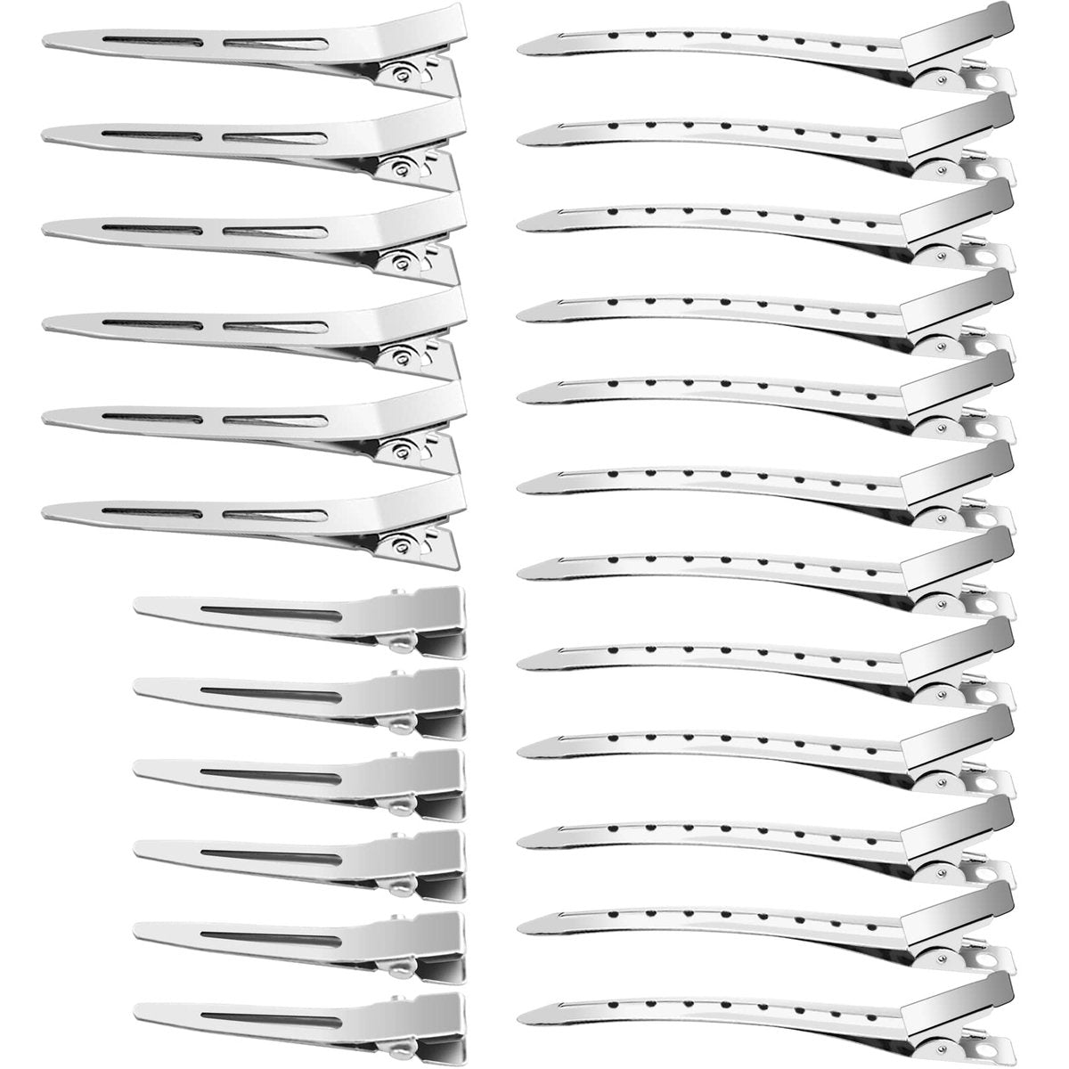 65-Pack Metal Duck Billed Hair Clips for Styling Sectioning, 3 Sizes Silver Alligator Clips for Women, Salon & Barber - görsel 1