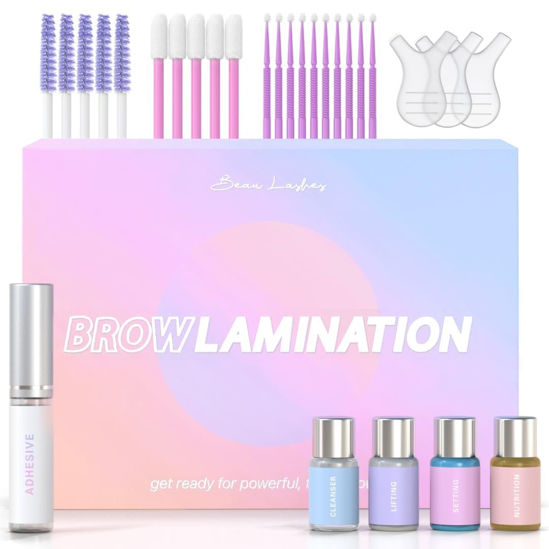 Eyebrow Lamination Kit by Beau | Professional DIY Brow Lift with Keratin Conditioning for Fuller, Thicker Brows - Long Lasting Results (Pack of 11) Avelisse