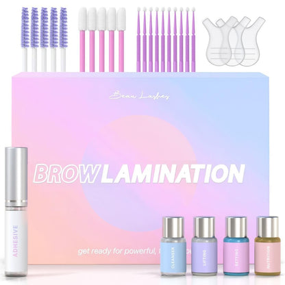 Eyebrow Lamination Kit by Beau | Professional DIY Brow Lift with Keratin Conditioning for Fuller, Thicker Brows - Long Lasting Results (Pack of 11) Avelisse