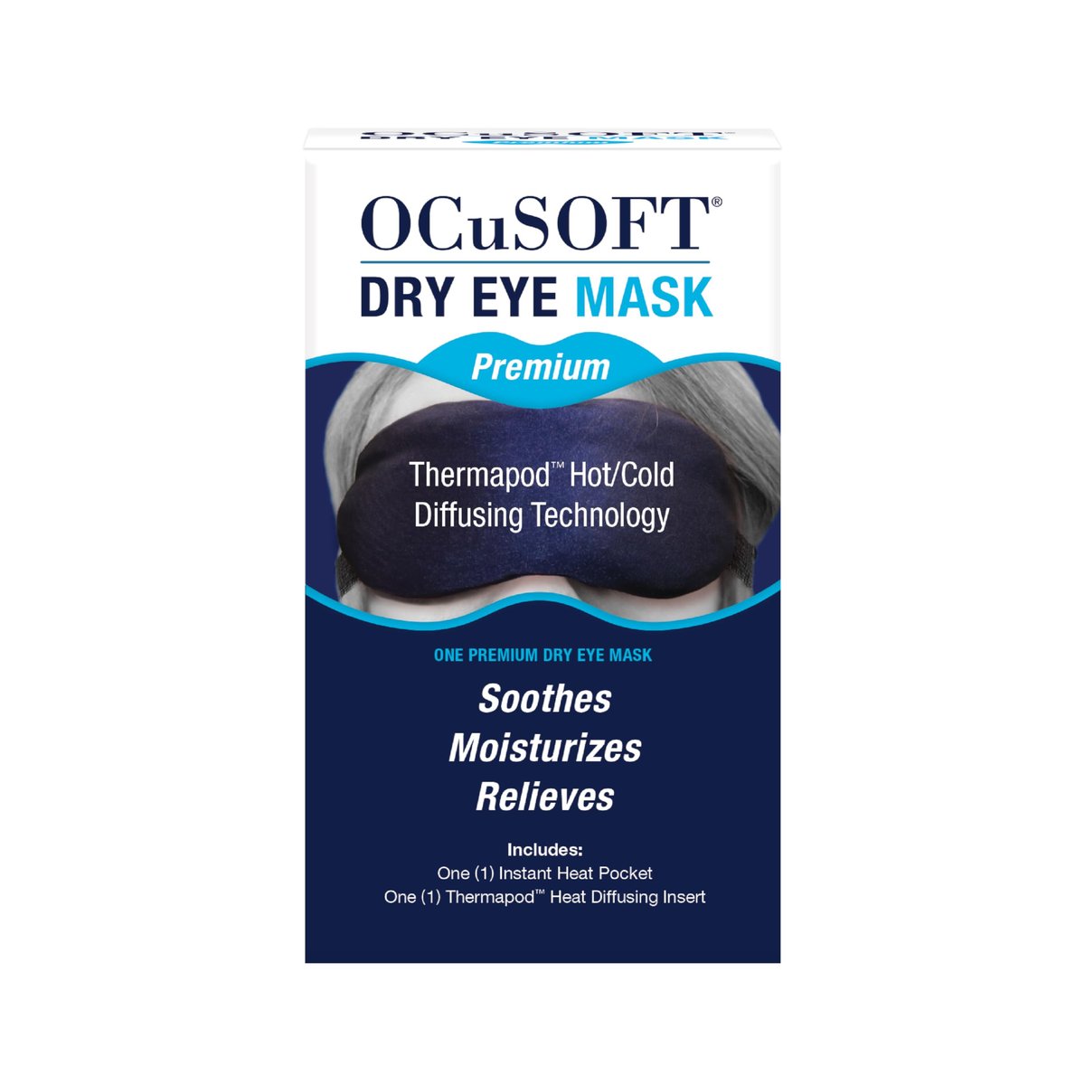 OCuSOFT Dry Eye Mask Premium – Blue, 1 Count – Natural Moisture Therapy for Dry Eyes Avelisse