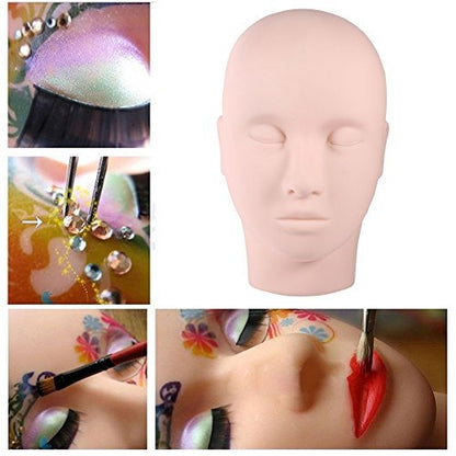 Ymiko Upgraded Makeup Eyelash Extension Practice Head – Soft Touch Rubber Mannequin for Training