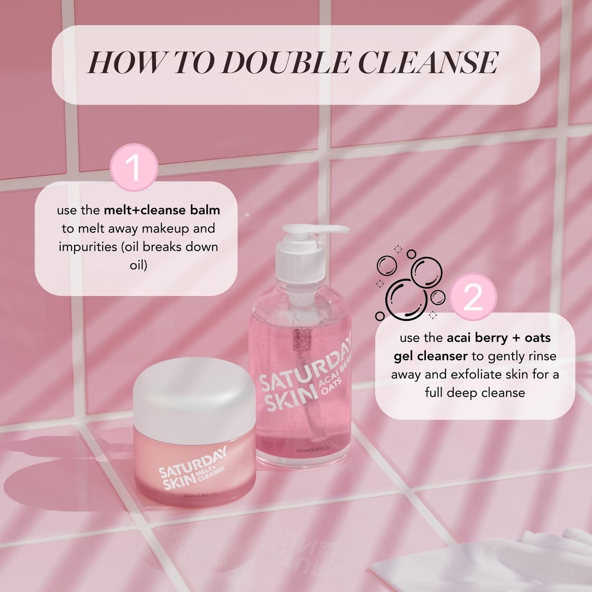 Saturday Skin Hydrating Gentle Facial Gel Cleanser - Makeup Remover for Sensitive Skin, Antioxidant Vitamin Brightening Smoothing, Korean Skincare with CICA, Acai Berry & Oats, 5.07 Fl Oz Avelisse