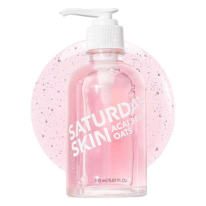Saturday Skin Hydrating Gentle Facial Gel Cleanser - Makeup Remover for Sensitive Skin, Antioxidant Vitamin Brightening Smoothing, Korean Skincare with CICA, Acai Berry & Oats, 5.07 Fl Oz Avelisse