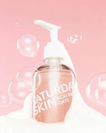 Saturday Skin Hydrating Gentle Facial Gel Cleanser - Makeup Remover for Sensitive Skin, Antioxidant Vitamin Brightening Smoothing, Korean Skincare with CICA, Acai Berry & Oats, 5.07 Fl Oz Avelisse