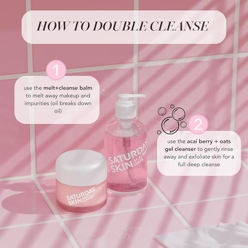 Saturday Skin Hydrating Gentle Facial Gel Cleanser - Makeup Remover for Sensitive Skin, Antioxidant Vitamin Brightening Smoothing, Korean Skincare with CICA, Acai Berry & Oats, 5.07 Fl Oz Avelisse
