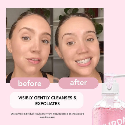 Saturday Skin Hydrating Gentle Facial Gel Cleanser - Makeup Remover for Sensitive Skin, Antioxidant Vitamin Brightening Smoothing, Korean Skincare with CICA, Acai Berry & Oats, 5.07 Fl Oz Avelisse