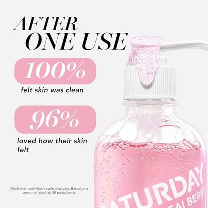 Saturday Skin Hydrating Gentle Facial Gel Cleanser - Makeup Remover for Sensitive Skin, Antioxidant Vitamin Brightening Smoothing, Korean Skincare with CICA, Acai Berry & Oats, 5.07 Fl Oz Avelisse