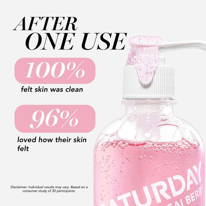 Saturday Skin Hydrating Gentle Facial Gel Cleanser - Makeup Remover for Sensitive Skin, Antioxidant Vitamin Brightening Smoothing, Korean Skincare with CICA, Acai Berry & Oats, 5.07 Fl Oz Avelisse