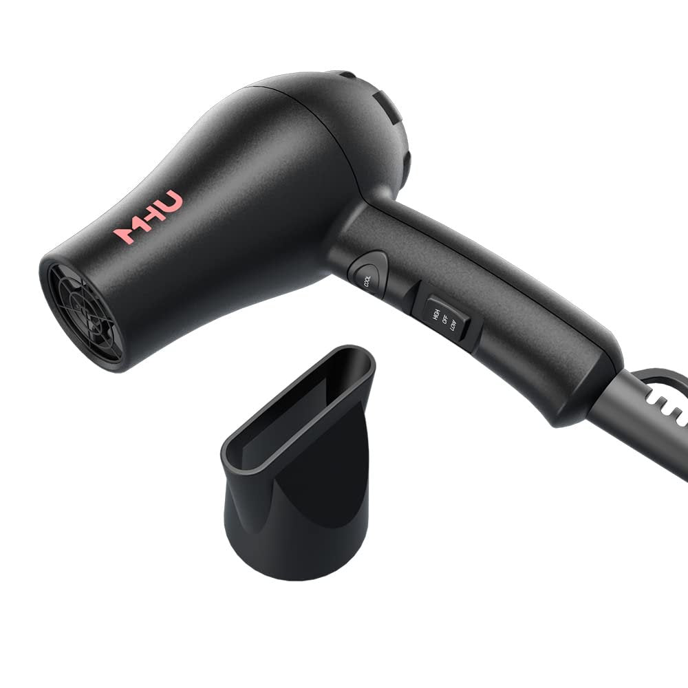MHU Mini Blow Dryer 1000 Watts - Ceramic Ionic Compact Hair Dryer for Painting, Acrylic Pouring, Kids, and Travel - Black Avelisse