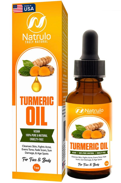 Natrulo All Natural Turmeric Skin Brightening Oil for Dark Spots, Acne, Scars, and Uneven Tone - 1 oz
