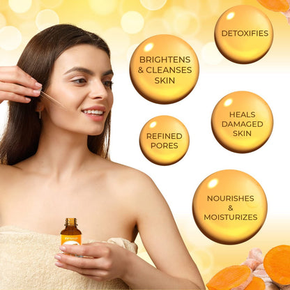 Natrulo All Natural Turmeric Skin Brightening Oil for Dark Spots, Acne, Scars, and Uneven Tone - 1 oz
