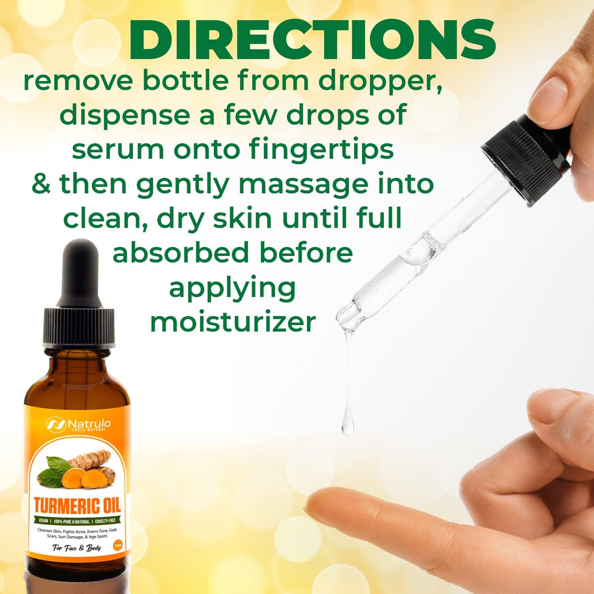 Natrulo All Natural Turmeric Skin Brightening Oil for Dark Spots, Acne, Scars, and Uneven Tone - 1 oz - görsel 12