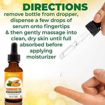 Natrulo All Natural Turmeric Skin Brightening Oil for Dark Spots, Acne, Scars, and Uneven Tone - 1 oz