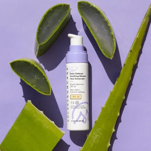 Solara Suncare Go! Daily Defense Soothing Mineral Face Sunscreen SPF 30 - EWG Verified, Vegan, Cruelty Free, Reef Friendly, Lightweight for Sensitive Skin (1.7 fl oz) Avelisse