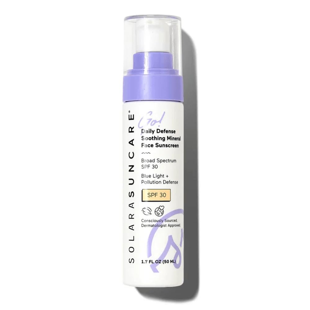 Solara Suncare Go! Daily Defense Soothing Mineral Face Sunscreen SPF 30 - EWG Verified, Vegan, Cruelty Free, Reef Friendly, Lightweight for Sensitive Skin (1.7 fl oz) Avelisse