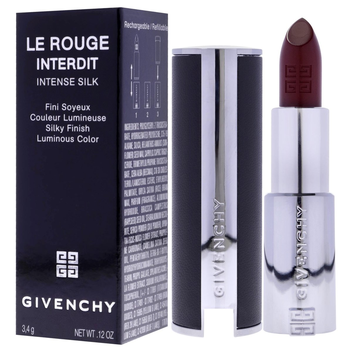 Givenchy Le Rouge Interdit Intense Silk Lipstick - N117 Rouge Erable (Cranberry) - 0.11 oz - görsel 7