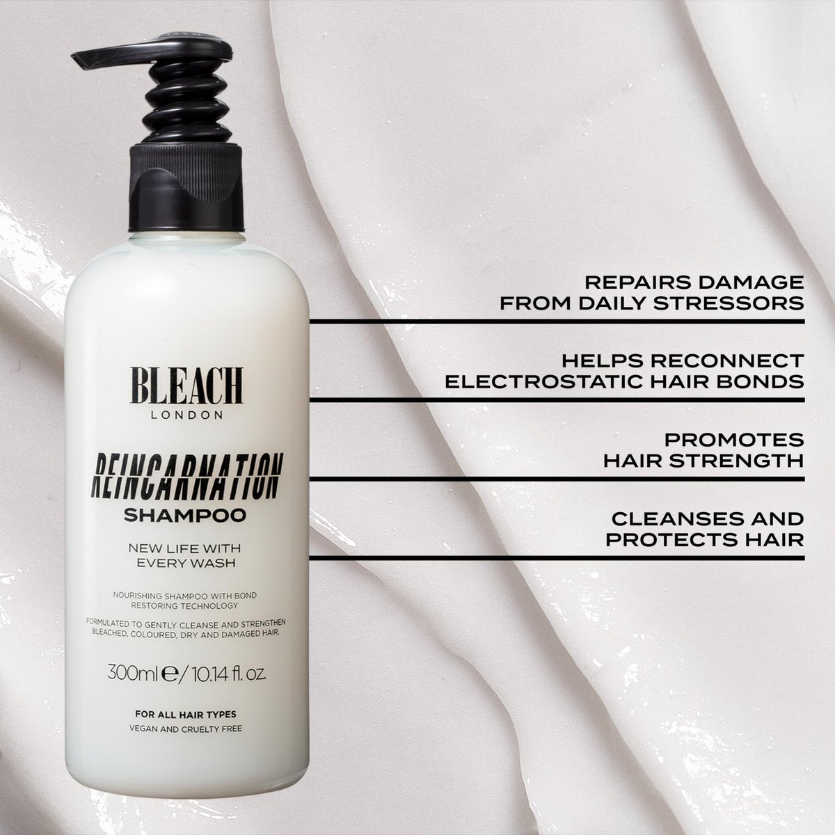 Bleach London Reincarnation Shampoo and Conditioner Set - Bond Restoring Strengthening Duo, 2 Pack - görsel 9