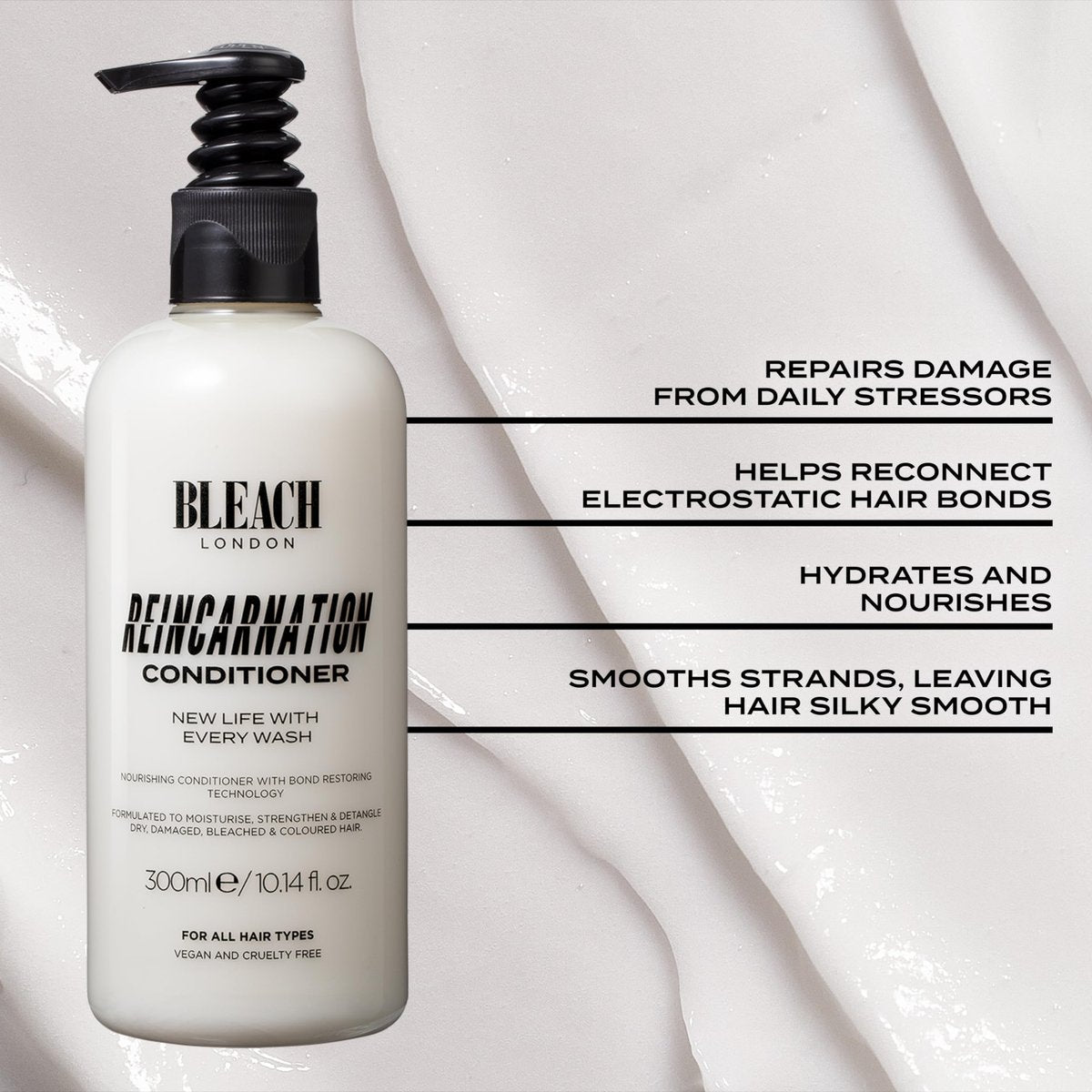 Bleach London Reincarnation Shampoo and Conditioner Set - Bond Restoring Strengthening Duo, 2 Pack - görsel 3