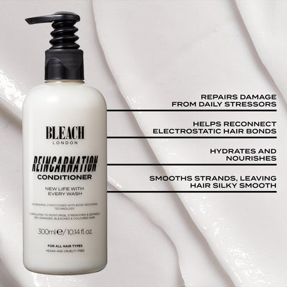 Bleach London Reincarnation Shampoo and Conditioner Set - Bond Restoring Strengthening Duo, 2 Pack