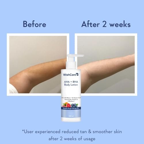 WishCare 10% AHA + 1% BHA Body Lotion for Men & Women - Exfoliating Body Lotion for Dry Skin, Detans, Smooths Rough & Bumpy Skin - 200ml - görsel 6